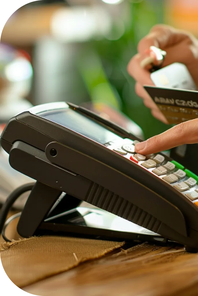Pago con tarjeta en un datáfono de punto de venta