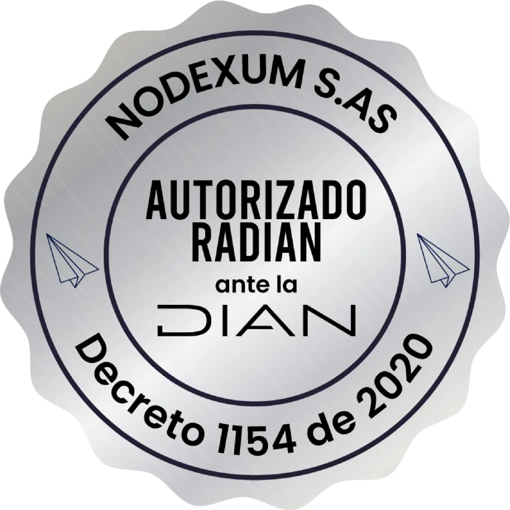 Sello de NODEXUM S.A.S. como autorizado RADIAN ante la DIAN, Decreto 1154 de 2020